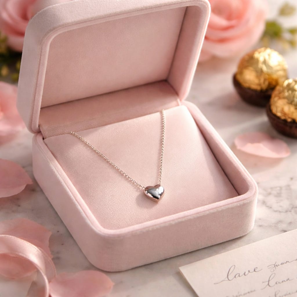 Collana in acciaio inossidabile 316L con cuore bombato in argento/oro