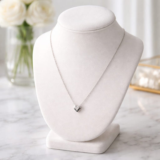 Collana in acciaio inossidabile 316L con cuore bombato in argento/oro