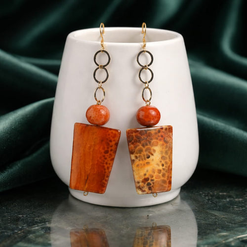 Pendientes de ágata roja de fuego en plata 925