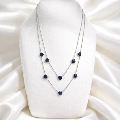 Collana doppia in acciaio con piccoli cuori