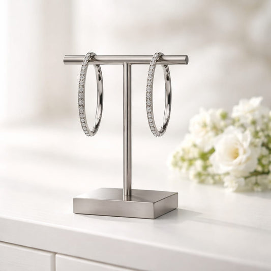 Pendientes de aro de tenis en acero